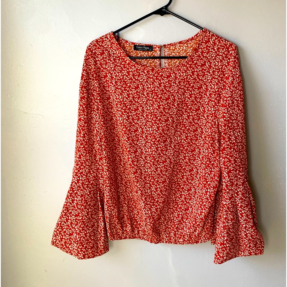 Coeur De Vague Bell Sleeve Floral Blouse